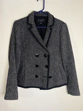 Banana Republic Black & White Tweed Double-Breasted Blazer